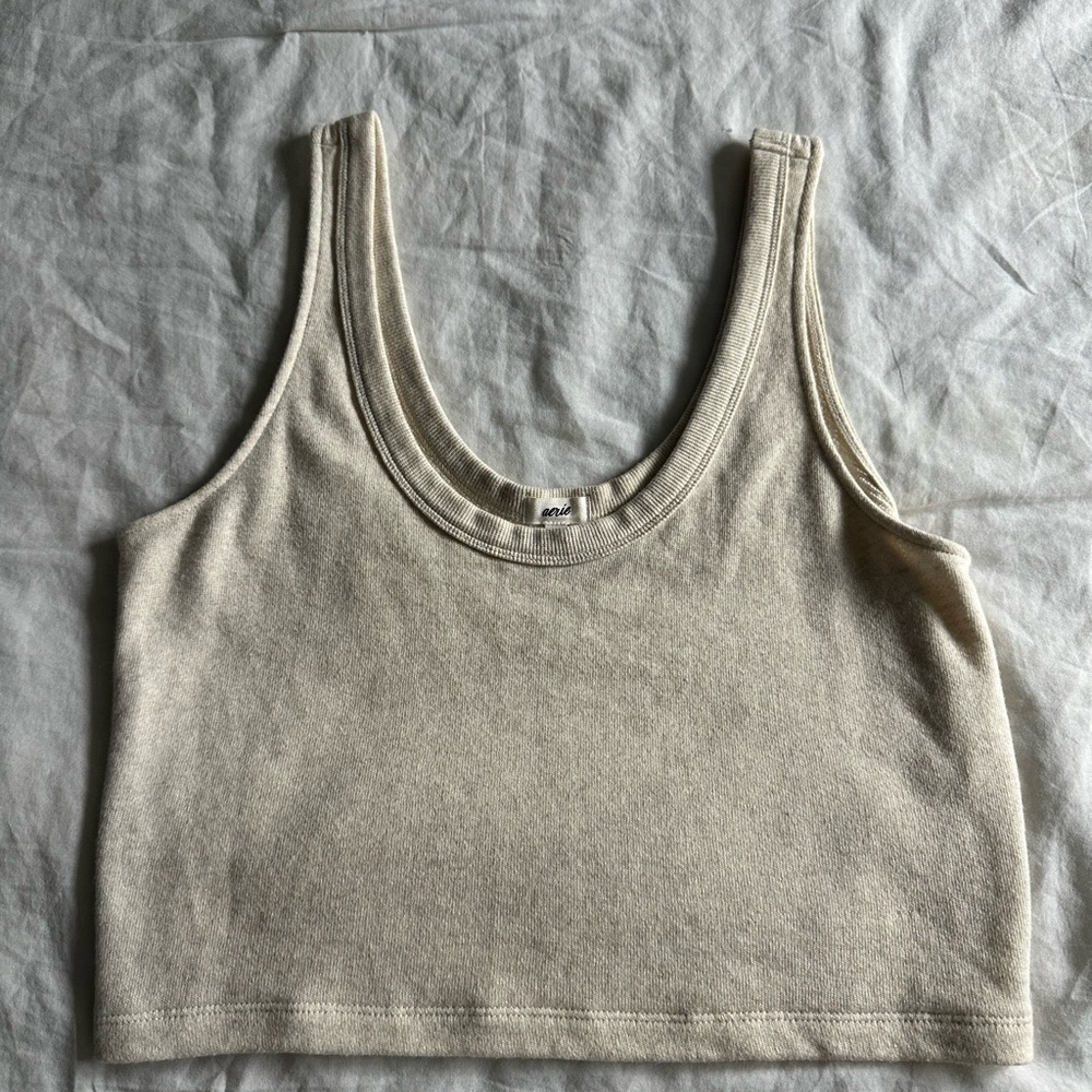 Aerie Light Tan Sleeveless Crop Top